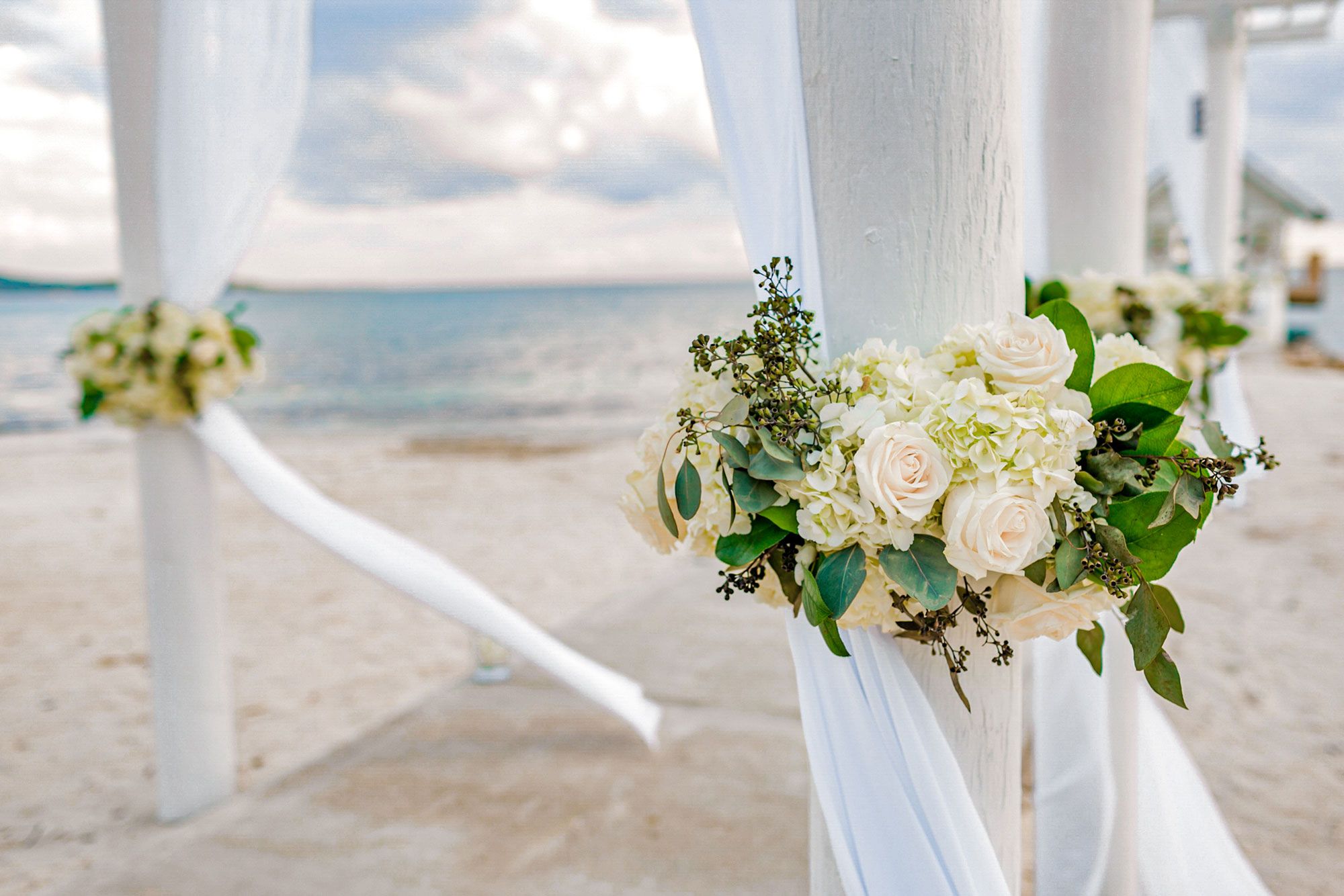 Beach Wedding Flip Flops Just Married Foot Print, White Satin