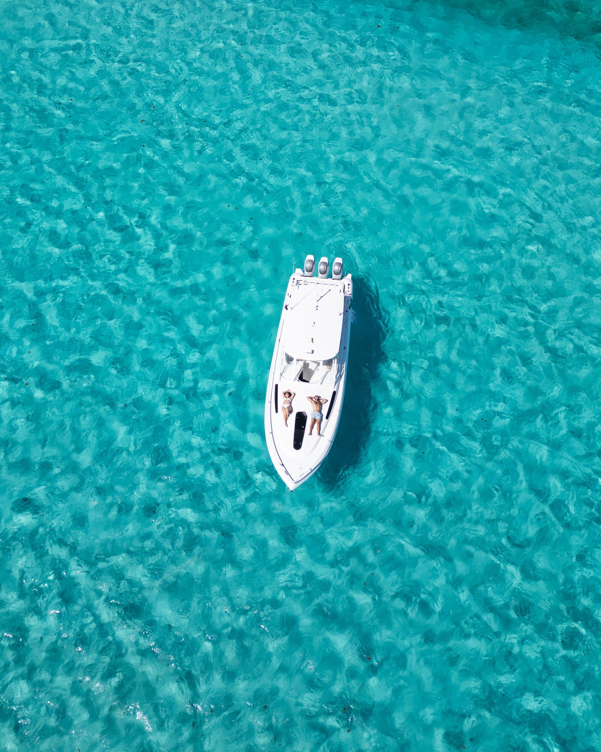 Couple on boat at sea