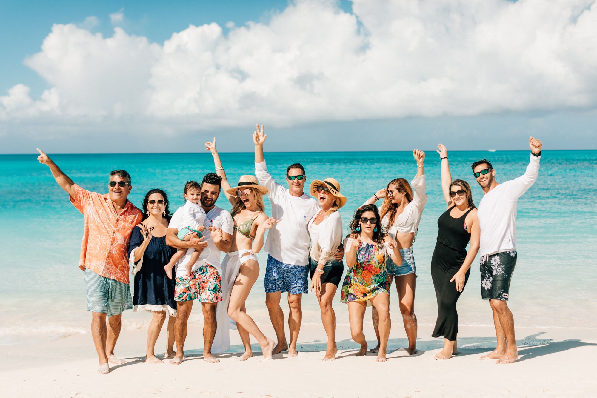 family on beach