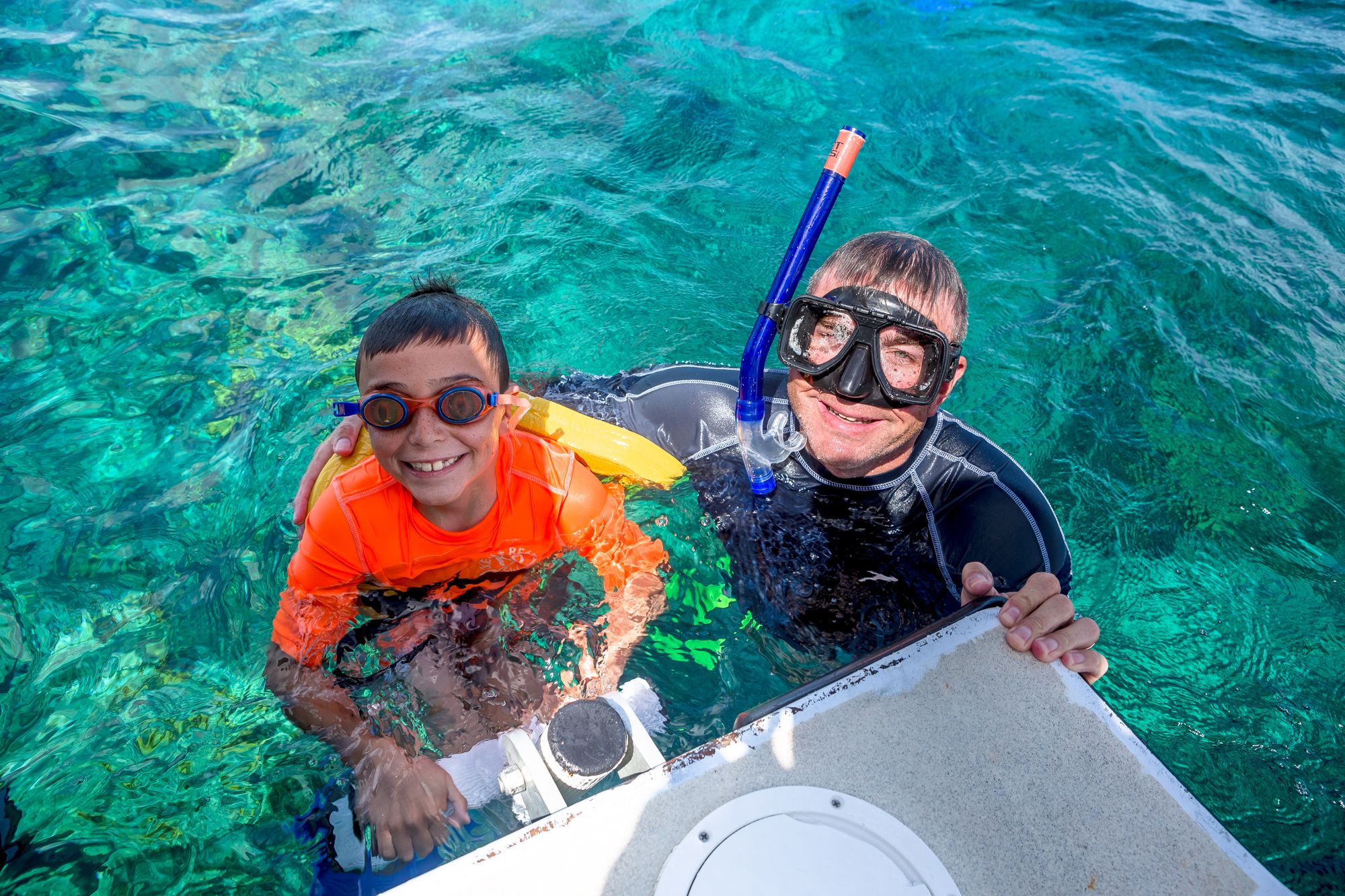 Father and son snorkeling