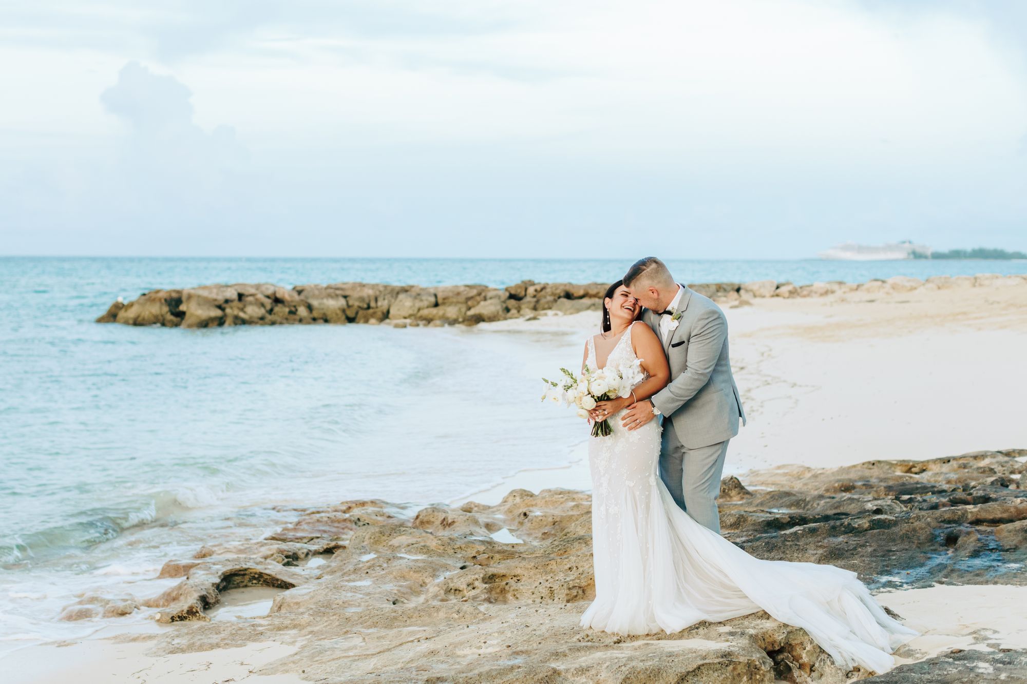 beach wedding couple