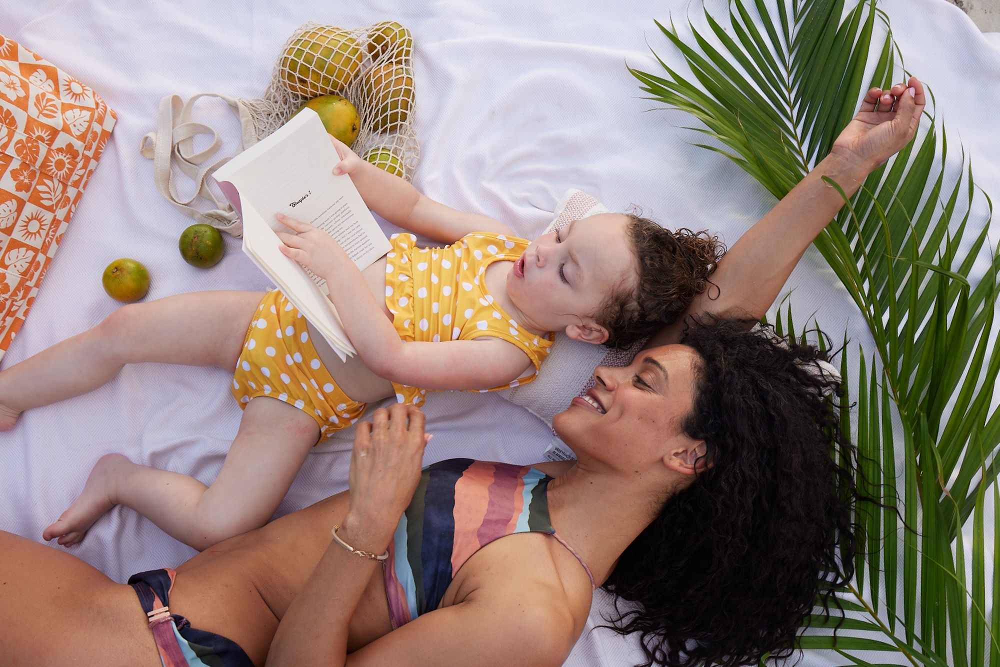 Mom and baby on beach